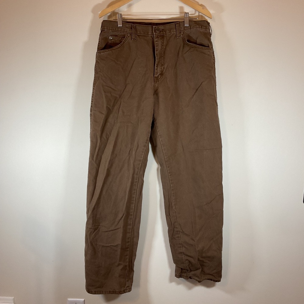 Genuine Dickies Mens Relaxed Fit Carpenter Pants Brown Canvas 36x32 ED218STB